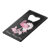 Gepersonaliseerd Modern Black Pink Flamingo Creditkaart Flessenopener (Achterkant Gekanteld)