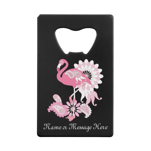 Gepersonaliseerd Modern Black Pink Flamingo Creditkaart Flessenopener (Achterkant)