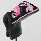 Gepersonaliseerd Modern Black Pink Flamingo Golfheadcover (3/4 voorkant)