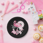 Gepersonaliseerd Modern Black Pink Flamingo Papieren Bordje (Feest)