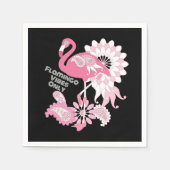 Gepersonaliseerd Modern Black Pink Flamingo Servet (Voorkant)