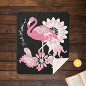 Gepersonaliseerd Modern Black Pink Flamingo Sherpa Deken