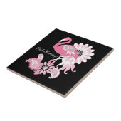 Gepersonaliseerd Modern Black Pink Flamingo Tegeltje (Zijkant)