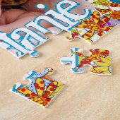 Gepersonaliseerd modern bloemmotief Uw foto Legpuzzel (Zijkant)