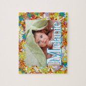 Gepersonaliseerd modern bloemmotief Uw foto Legpuzzel (Verticaal)