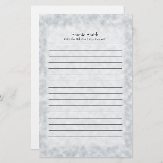 Gepersonaliseerd Modern Blue en White Briefpapier (Voorkant / Achterkant)