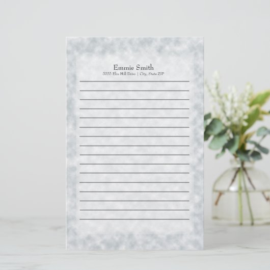 Gepersonaliseerd Modern Blue en White Briefpapier (Staand voorkant)