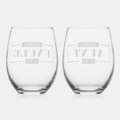 Gepersonaliseerd Modern Bold Tante en Oom Est Wijnglas Zonder Voet (Achterkant)