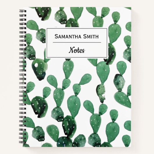 Gepersonaliseerd modern Cactus-patroon Notitieboek (Voorkant)