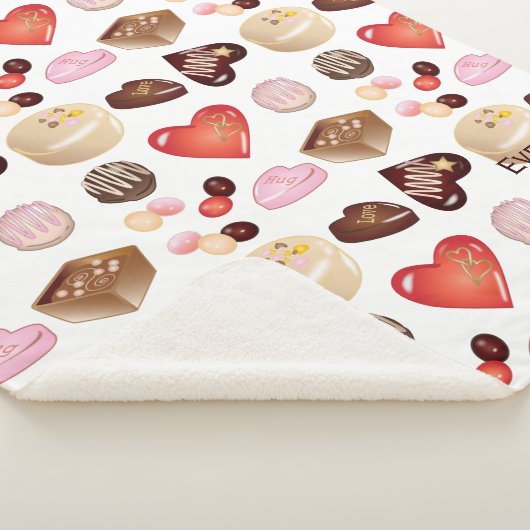Gepersonaliseerd modern chocolade Snoep hartpatroo Sherpa Deken (3/4)