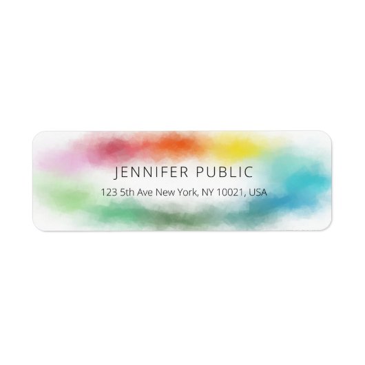 Gepersonaliseerd Modern Colorful Abstract Elegant Etiket (Voorkant)