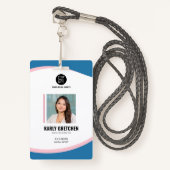 Gepersonaliseerd Modern Corporate Employee Blue Ro Badge (Voorkant met draagriem)