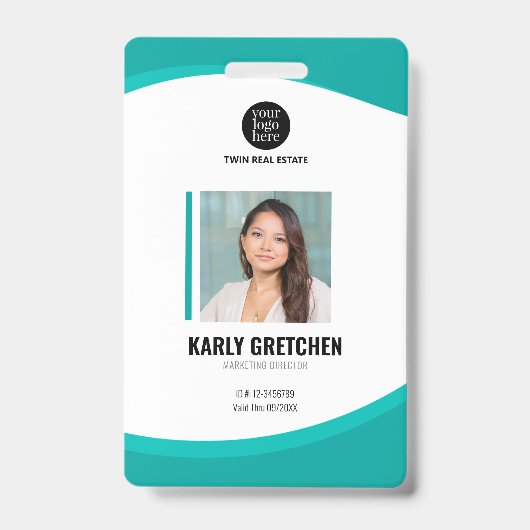 Gepersonaliseerd Modern Corporate Employee ID Gree Badge (Voorkant)