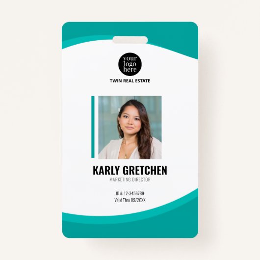 Gepersonaliseerd Modern Corporate Employee ID Gree Badge (Voorkant)