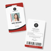 Gepersonaliseerd Modern Corporate Employee ID Red Badge (Voor- en achterkant)