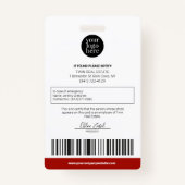 Gepersonaliseerd Modern Corporate Employee ID Red Badge (Achterkant)