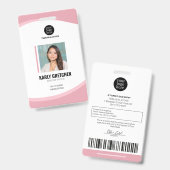 Gepersonaliseerd Modern Corporate Employee ID roze Badge (Voor- en achterkant)