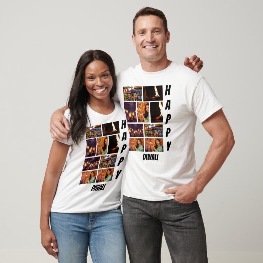 Gepersonaliseerd Modern Diwali 9 Foto Collage T-shirt (Unisex)