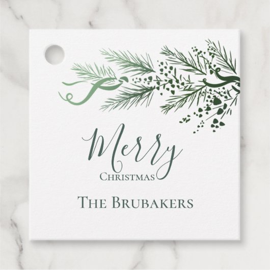 Gepersonaliseerd Modern Eenvoudig Groen Kerstcadea Bedankjes Labels (Voorkant)