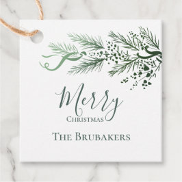 Gepersonaliseerd Modern Eenvoudig Groen Kerstcadea Bedankjes Labels