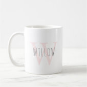 Gepersonaliseerd Modern Eenvoudig Roze Monogram Koffiemok (Links)