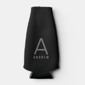 Gepersonaliseerd modern Eenvoudig zwart grijs mono Flesjeskoeler (Voorkant)