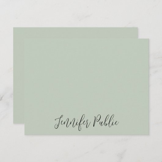 Gepersonaliseerd Modern Elegant Script Name Flat Notitiekaartje (Voorkant / Achterkant)