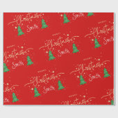 Gepersonaliseerd Modern Elegant Script Vrolijk Ker Cadeaupapier (Vlak)