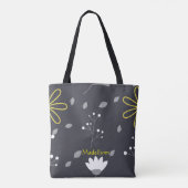 Gepersonaliseerd Modern Floral Black en Yellow Tote Bag (Achterkant)