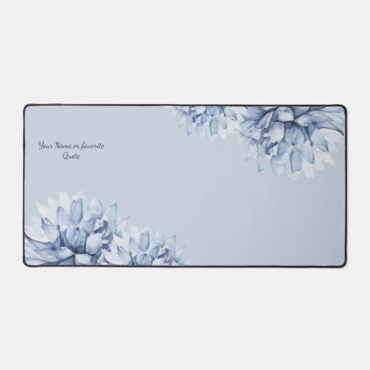 Gepersonaliseerd Modern Floral Dusty Blue Bureaumat (Voorkant)