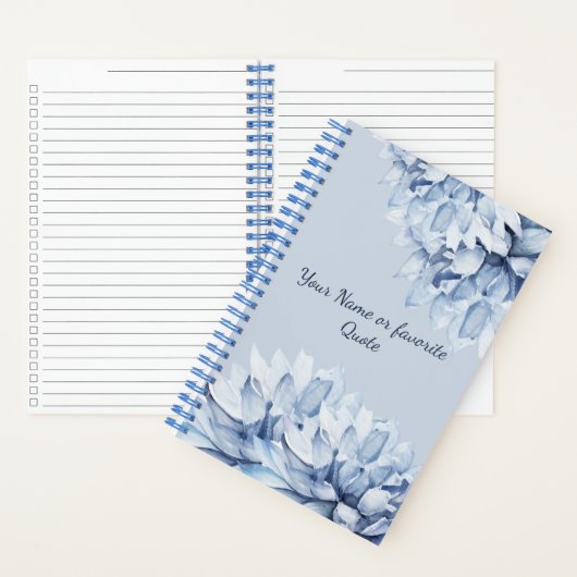 Gepersonaliseerd Modern Floral Dusty Blue Notitieboek (Binnen)