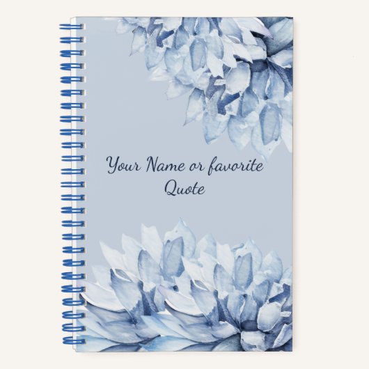 Gepersonaliseerd Modern Floral Dusty Blue Notitieboek (Voorkant)