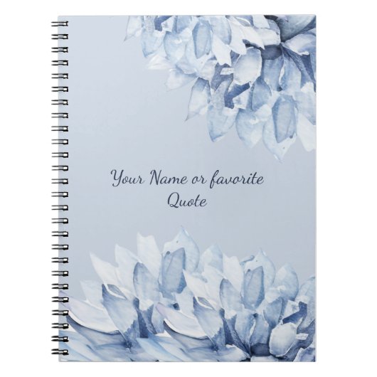 Gepersonaliseerd Modern Floral Dusty Blue Notitieboek (Voorkant)