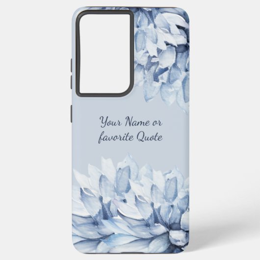 Gepersonaliseerd Modern Floral Dusty Blue Samsung Galaxy Hoesje (Achterkant)