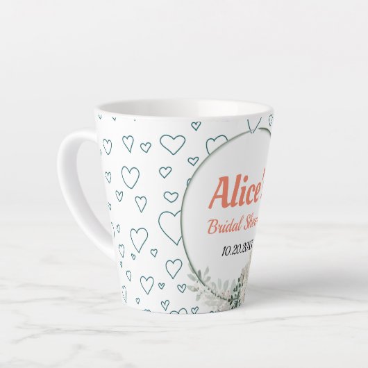 Gepersonaliseerd Modern Floral Lijst Vrijgezellenf Latte Mok (Linkerhoek)