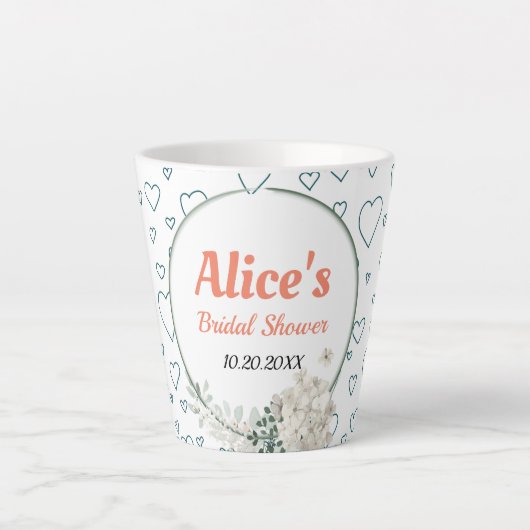 Gepersonaliseerd Modern Floral Lijst Vrijgezellenf Latte Mok (Voorkant)