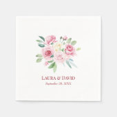 Gepersonaliseerd Modern Floral Roos Trouwpapier Servet (Voorkant)