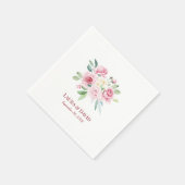 Gepersonaliseerd Modern Floral Roos Trouwpapier Servet (Hoek)