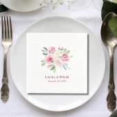 Gepersonaliseerd Modern Floral Roos Trouwpapier Servet