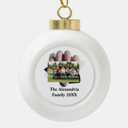 Gepersonaliseerd modern  fotosjabloon keramische bal ornament (Voorkant)
