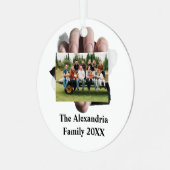Gepersonaliseerd modern  fotosjabloon metalen ornament (Voorkant links)