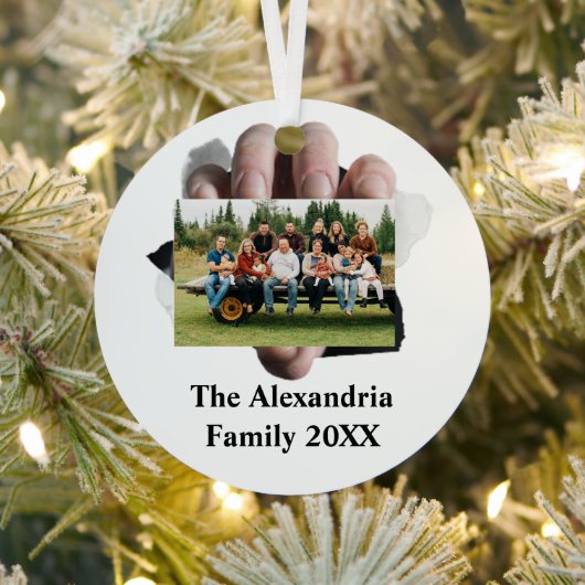 Gepersonaliseerd modern  fotosjabloon metalen ornament (Insitu)