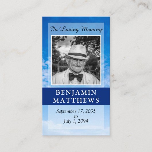 Gepersonaliseerd Modern Funeral Prayer Gedicht Blu Informatiekaartje (Voorkant)