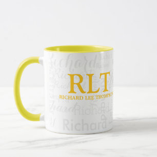 Gepersonaliseerd modern geel monogram mok