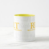 Gepersonaliseerd modern geel monogram mok (Midden)