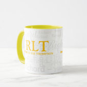 Gepersonaliseerd modern geel monogram mok (Voorkant links)