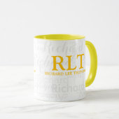 Gepersonaliseerd modern geel monogram mok (Voorkant rechts)