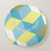 Gepersonaliseerd modern geometrisch patroon rond kussen (Voorkant)