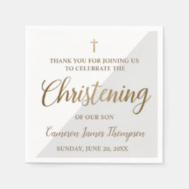 Gepersonaliseerd Modern Goud Grijs Jongen Christen Servet