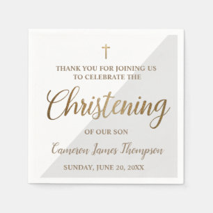 Gepersonaliseerd Modern Goud Grijs Jongen Christen Servet